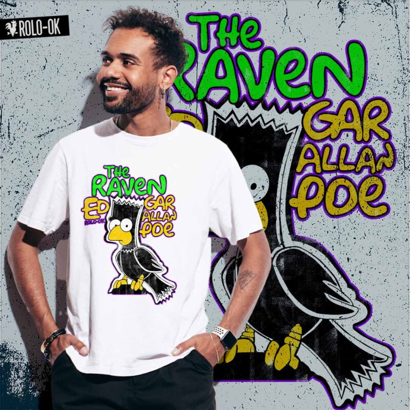 Il corvo Edgar Allan Poe ispirato T-shirt floreale Il corvo Edgar Allan Poe ispirato T-shirt floreale