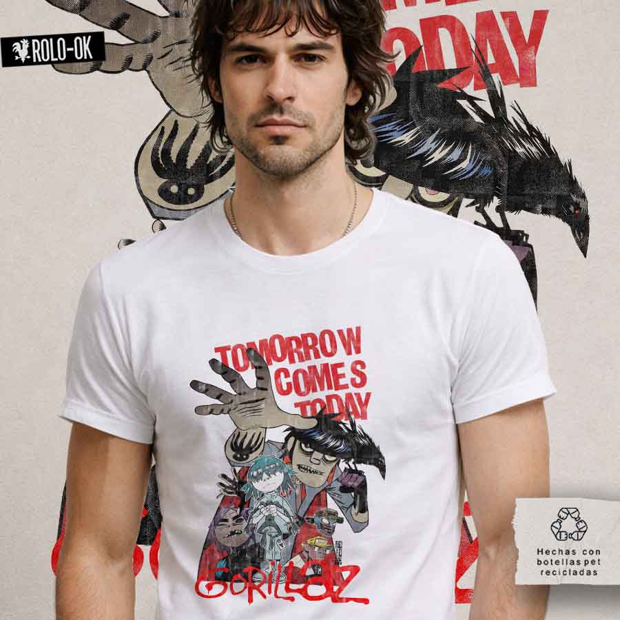 Gorillaz tomorrow comes today Camiseta Rolo-ok