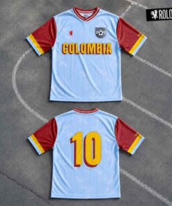 Alternative view of Colombia Vintage Azul Claro Camiseta de Fútbol Mujer Rolo-ok - Precio Preventa