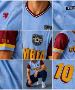 Alternative view of Colombia Vintage Azul Claro Camiseta de Fútbol Rolo-ok - Precio Preventa