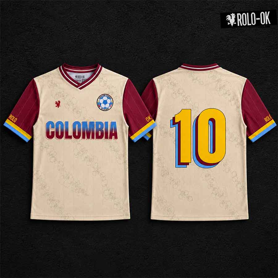 Colombia Vintage Crema Camiseta de Fútbol Rolo-ok - Precio Preventa - Imagen 2