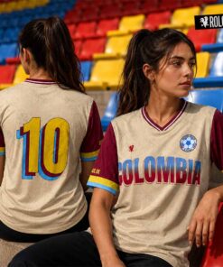 Colombia Vintage Crema Camiseta de Fútbol Mujer Rolo-ok - Precio Preventa