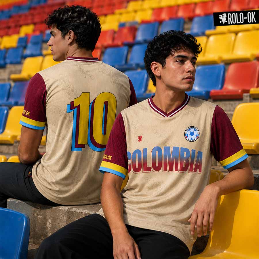 Colombia Vintage Crema Camiseta de Fútbol Rolo-ok - Precio Preventa