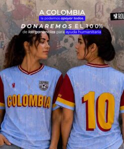 Colombia Vintage Azul Claro Camiseta de Fútbol Mujer Rolo-ok