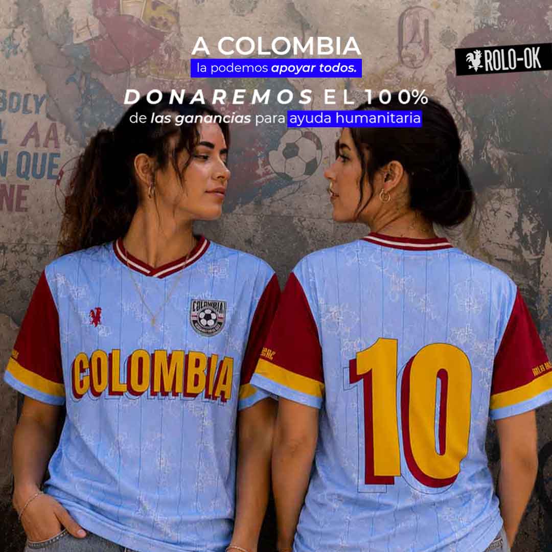Colombia Vintage Azul Claro Camiseta de Fútbol Mujer Rolo-ok