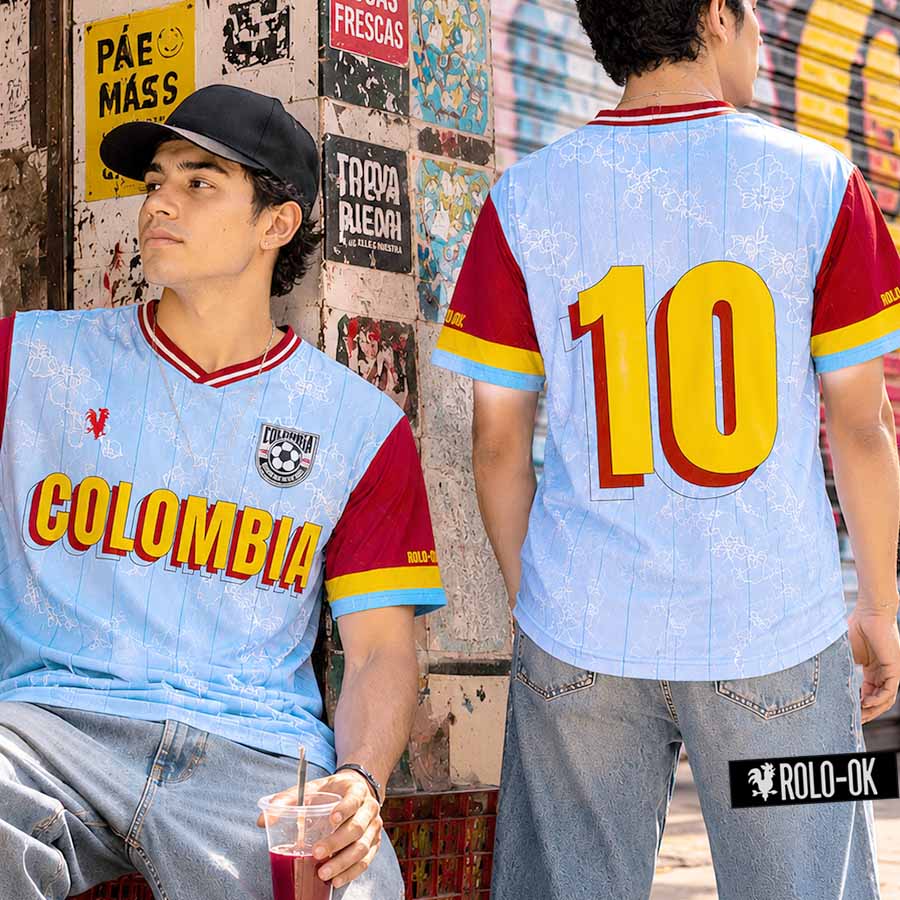Colombia Vintage Azul Claro Camiseta de Fútbol Rolo-ok - Precio Preventa