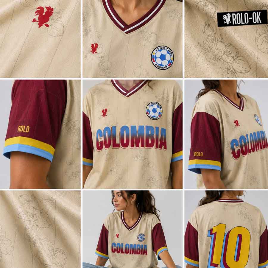 Colombia Vintage Crema Camiseta de Fútbol Rolo-ok - Precio Preventa - Imagen 3