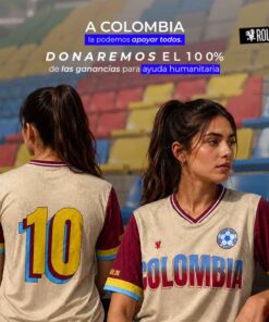 Colombia Vintage Crema Camiseta de Fútbol Mujer Rolo-ok
