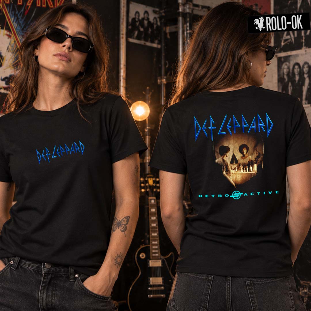 Def leppard retro active Mujer Camiseta Rolo-ok
