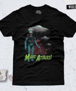 Alternative view of Mars Attack Mujer Camiseta Negra Rolo-ok