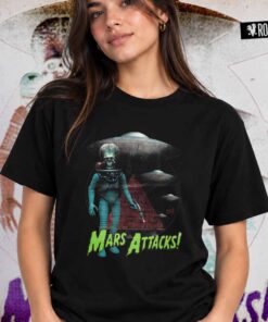 Mars Attack Mujer Camiseta Negra Rolo-ok